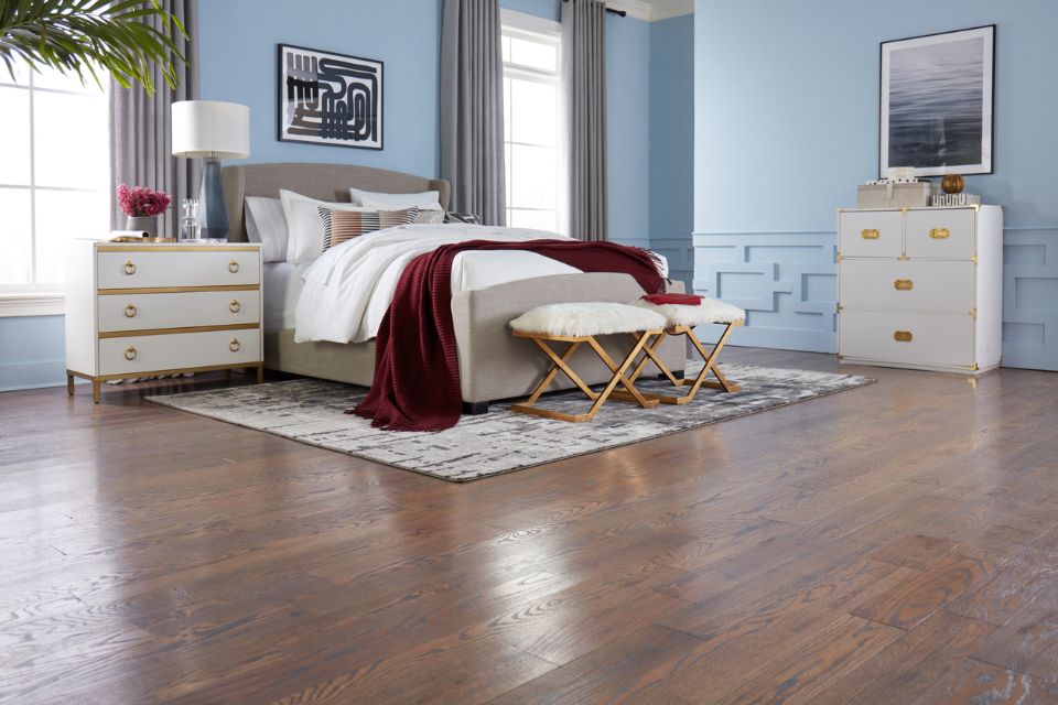 timeless hardwood floors, eureka springs walnut rustic wood floor in bedroom
